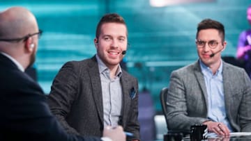 Janko 'YNk' Paunovic (center) at the analyst desk for ELEAGUE Major Boston. Photo Credit: Courtesy of ELEAGUE.