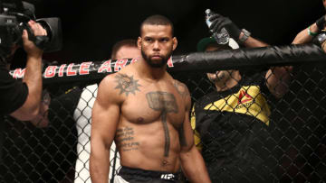 LAS VEGAS, NV - JULY 9: Thiago Santos stands in the Octagon prior to his bout against Gerald Meerschaert in their middleweight bout during the UFC 213 event at T-Mobile Arena on July 9, 2017 in Las Vegas, Nevada. (Photo by Rey Del Rio/Getty Images)