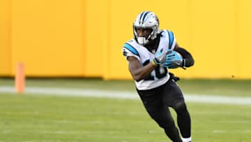 LANDOVER, MARYLAND - DECEMBER 27: Curtis Samuel #10 of the Carolina Panthers runs with the ball after a reception against the Washington Football Team during the second quarter at FedExField on December 27, 2020 in Landover, Maryland. (Photo by Mitchell Layton/Getty Images)