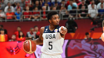 BEIJING, CHINA - SEPTEMBER 14: Donovan Mitchell #5 of the USA Men's National Team against Team Poland during the 2019 FIBA World Cup Classification 7-8 at the Cadillac Arena on September 14, 2019 in Beijing, China. Copyright 2019 NBAE (Photo by Jesse D. Garrabrant/NBAE via Getty Images)