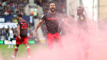 PRESTON, ENGLAND - OCTOBER 15: Lewis Baker of Stoke City celebrates their side's first goal scored by team mate Will Smallbone (not pictured) during the Sky Bet Championship between Preston North End and Stoke City at Deepdale on October 15, 2022 in Preston, England. (Photo by Lewis Storey/Getty Images)