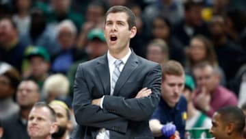 INDIANAPOLIS, IN - DECEMBER 18: Brad Stevens the head coach of the Boston Celtics gives instructions to his team during the game against the Indiana Pacers at Bankers Life Fieldhouse on December 18, 2017 in Indianapolis, Indiana. NOTE TO USER: User expressly acknowledges and agrees that, by downloading and or using this photograph, User is consenting to the terms and conditions of the Getty Images License Agreement. (Photo by Andy Lyons/Getty Images)