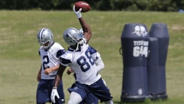 Jun 17, 2014; Dallas, TX, USA; Dallas Cowboys receiver Dez Bryant (88) makes a catch during minicamp at Cowboys headquarters at Valley Ranch. Mandatory Credit: Matthew Emmons-USA TODAY Sports