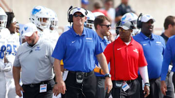 OXFORD, OHIO - SEPTEMBER 28: Head coach Lance Leipold of the Buffalo Bulls watches his team on the sidlines during the game against the Miami of Ohio RedHawks at Yager Stadium on September 28, 2019 in Oxford, Ohio. (Photo by Justin Casterline/Getty Images)