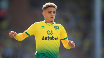 NORWICH, ENGLAND - AUGUST 17: Max Aarons of Norwich City during the Premier League match between Norwich City and Newcastle United at Carrow Road on August 17, 2019 in Norwich, United Kingdom. (Photo by Marc Atkins/Getty Images)