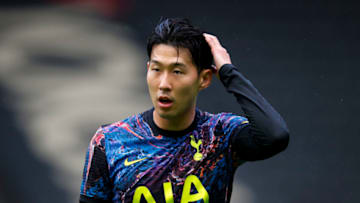MILTON KEYNES, ENGLAND - JULY 28: Heung-Min Son of Tottenham Hotspur during the Pre-Season Friendly match between Milton Keynes Dons and Tottenham Hotspur at Stadium MK on July 28, 2021 in Milton Keynes, England. (Photo by James Baylis - AMA/Getty Images)