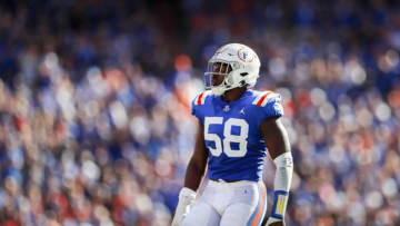 GAINESVILLE, FLORIDA - OCTOBER 05: Jonathan Greenard #58 of the Florida Gators looks on during the third quarter of a game against the Auburn Tigers at Ben Hill Griffin Stadium on October 05, 2019 in Gainesville, Florida. (Photo by James Gilbert/Getty Images)