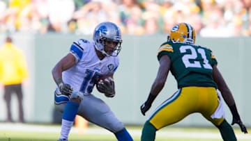 Nov 15, 2015; Green Bay, WI, USA; Detroit Lions wide receiver Golden Tate (15) during the game against the Green Bay Packers at Lambeau Field. Detroit won 18-16. Mandatory Credit: Jeff Hanisch-USA TODAY Sports