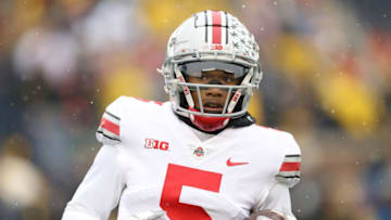 Garrett Wilson #5 of the Ohio State Buckeyes (Photo by Mike Mulholland/Getty Images)