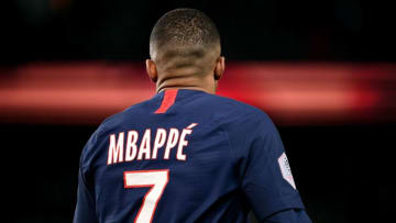 Paris Saint-Germain's French forward Kylian Mbappe recats after scorig a goal during the French L1 football match between Paris Saint-Germain (PSG) and Dijon, on February 29, 2020 at the Parc des Princes stadium in Paris. (Photo by FRANCK FIFE / AFP) (Photo by FRANCK FIFE/AFP via Getty Images)
