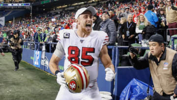 SEATTLE, WA - DECEMBER 29: Tight end George Kittle #85 of the San Francisco 49ers heads off the field following the game against the Seattle Seahawks at CenturyLink Field on December 29, 2019 in Seattle, Washington. (Photo by Otto Greule Jr/Getty Images)