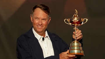 CHASKA, MN - OCTOBER 02: Captain Davis Love III of the United States holds the Ryder Cup during the closing ceremony of the 2016 Ryder Cup at Hazeltine National Golf Club on October 2, 2016 in Chaska, Minnesota. (Photo by Streeter Lecka/Getty Images)