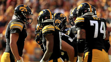 TAMPA, FL - JANUARY 01: Nate Stanley #4 of the Iowa Hawkeyes calls a play during the 2019 Outback Bowl against the Mississippi State Bulldogs at Raymond James Stadium on January 1, 2019 in Tampa, Florida. (Photo by Mike Ehrmann/Getty Images)