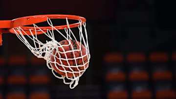 CAIRNS, AUSTRALIA - OCTOBER 26: Seen is a match ball falling though the hoop before the start of the round three NBL match between the Cairns Taipans and the Adelaide 36ers at Cairns Convention Centre on October 26, 2018 in Cairns, Australia. (Photo by Ian Hitchcock/Getty Images)