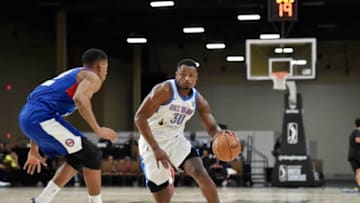 LAS VEGAS, NV - DECEMBER 22: Deonte Burton #30 of the Oklahoma City Blue drives to the basket against the Long Island Nets during the NBA G League Winter Showcase at Mandalay Bay Events Center in Las Vegas, Nevada on December 22, 2018. NOTE TO USER: User expressly acknowledges and agrees that, by downloading and/or using this Photograph, user is consenting to the terms and conditions of the Getty Images License Agreement. Mandatory Copyright Notice: Copyright 2018 NBAE (Photo by David Becker/NBAE via Getty Images)