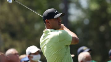 AUGUSTA, GEORGIA - APRIL 06: Brooks Koepka of the United States plays a shot on the sixth hole during a practice round prior to the Masters at Augusta National Golf Club on April 06, 2021 in Augusta, Georgia. (Photo by Kevin C. Cox/Getty Images)