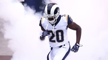 LOS ANGELES, CA - NOVEMBER 12: Lamarcus Joyner #20 of the Los Angeles Rams takes the field prior to the game against the Houston Texans at the Los Angeles Memorial Coliseum on November 12, 2017 in Los Angeles, California. (Photo by Sean M. Haffey/Getty Images)