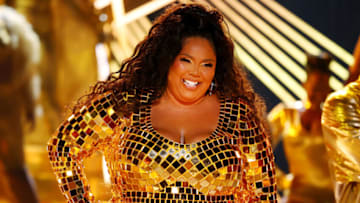 LOS ANGELES, CALIFORNIA - JUNE 26: Lizzo performs onstage during the 2022 BET Awards at Microsoft Theater on June 26, 2022 in Los Angeles, California. (Photo by Leon Bennett/Getty Images for BET)