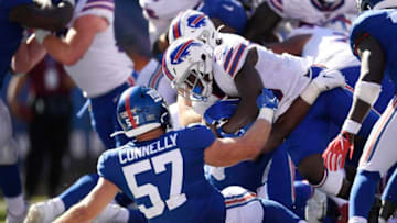 Ryan Connelly, New York Giants. Frank Gore, Buffalo Bills. (Photo by Sarah Stier/Getty Images)