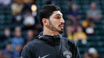 INDIANAPOLIS, IN - DECEMBER 04: Enes Kanter #00 of the New York Knicks looks on before a game against the Indiana Pacers at Bankers Life Fieldhouse on December 4, 2017 in Indianapolis, Indiana. The Pacers won 115-97. (Photo by Joe Robbins/Getty Images)