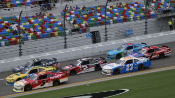 DAYTONA BEACH, FL - JULY 01: Cars race during the NASCAR XFINITY Series Coca-Cola Firecracker 250 at Daytona International Speedway on July 1, 2017 in Daytona Beach, Florida. (Photo by Matt Sullivan/Getty Images)