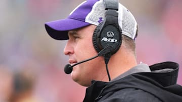 EVANSTON, ILLINOIS - NOVEMBER 05: Head coach Pat Fitzgerald of the Northwestern Wildcats looks on against the Ohio State Buckeyes during the first half at Ryan Field on November 05, 2022 in Evanston, Illinois. (Photo by Michael Reaves/Getty Images)