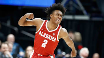 ST LOUIS, MO - MARCH 09: Collin Sexton #2 of the Alabama Crimson Tide celebrates in the 81-63 win over the Auburn Tigers during the quarterfinals round of the 2018 SEC Basketball Tournament at Scottrade Center on March 9, 2018 in St Louis, Missouri. (Photo by Andy Lyons/Getty Images)