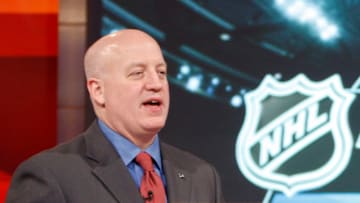 TORONTO - APRIL 13: Deputy Commissioner of the NHL Bill Daly announces top pick to the Edmonton Oilers during the NHL Draft Lottery Drawing at the TSN Studio April 13, 2010 in Toronto, Ontario, Canada. (Photo by Abelimages / Getty Images for NHL)