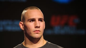 CALGARY, AB - MARCH 25: Rory MacDonald speaks to fans and media during the UFC 189 World Championship Press Tour at Flames Central on March 25, 2015 in Calgary, Alberta, Canada. (Photo by Derek Leung/Getty Images)