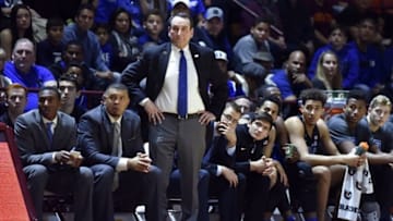 Dec 31, 2016; Blacksburg, VA, USA; Duke Blue Devils head coach Mike Krzyzewski looks on during the first half against the Virginia Tech Hokies at Cassell Coliseum. Mandatory Credit: Michael Shroyer-USA TODAY Sports