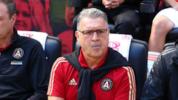 HARRISON, NJ - SEPTEMBER 30: Atlanta United head coach Gerardo "Tata" Martino prior to the Major League Soccer game between the New York Red Bulls and Atlanta United on September 30, 2018 at Red Bull Arena in Harrison, NJ. (Photo by Rich Graessle/Icon Sportswire via Getty Images)
