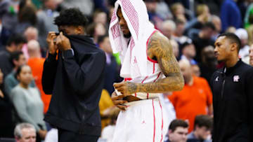 Mar 24, 2023; Kansas City, MO, USA; Houston Cougars forward Reggie Chaney (32) walks off the court following their 89-75 loss to the Miami Hurricanes in an NCAA tournament Midwest Regional semifinal at T-Mobile Center. Mandatory Credit: Jay Biggerstaff-USA TODAY Sports
