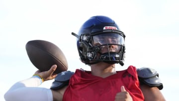 Nebraska football target Dylan Raiola throws during a scrimmage