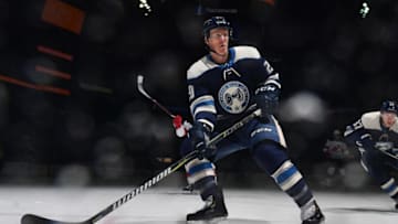 COLUMBUS, OH - DECEMBER 20: Riley Nash #20 of the Columbus Blue Jackets skates against the New Jersey Devils on December 20, 2018 at Nationwide Arena in Columbus, Ohio. (Photo by Jamie Sabau/NHLI via Getty Images)