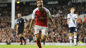 LONDON, ENGLAND - SEPTEMBER 23: Mathieu Flamini scores the 2nd Arsenal goal during the Capital One Cup Third Round match between Tottenham Hotspur and Arsenal at White Hart Lane on September 23, 2015 in London, England. (Photo by Stuart MacFarlane/Arsenal FC via Getty Images)