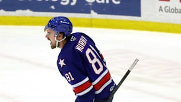 Rochester’s Brett Murray celebrates his goal against Toronto.