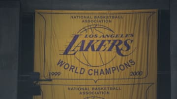 LOS ANGELES, CA - APRIL 6: The Los Angeles Lakers 1999-2000 Championship banner is seen at STAPLES Center on April 6, 2016 in Los Angeles, California. NOTE TO USER: User expressly acknowledges and agrees that, by downloading and/or using this Photograph, user is consenting to the terms and conditions of the Getty Images License Agreement. Mandatory Copyright Notice: Copyright 2016 NBAE (Photo by Andrew D. Bernstein/NBAE via Getty Images)