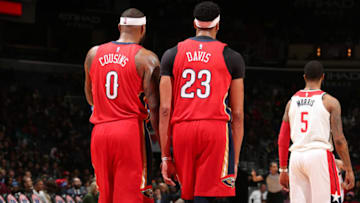 WASHINGTON, DC - DECEMBER 19: DeMarcus Cousins #0 and Anthony Davis #23 of the New Orleans Pelicans are seen during the game against the New Orleans Pelicans on December 19, 2017 at Capital One Arena in Washington, DC. NOTE TO USER: User expressly acknowledges and agrees that, by downloading and or using this Photograph, user is consenting to the terms and conditions of the Getty Images License Agreement. Mandatory Copyright Notice: Copyright 2017 NBAE (Photo by Ned Dishman/NBAE via Getty Images)