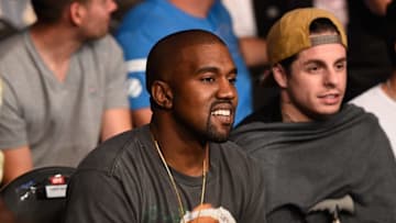 LAS VEGAS, NV - AUGUST 20: Recording artist Kanye West enjoys the action during the UFC 202 event at T-Mobile Arena on August 20, 2016 in Las Vegas, Nevada. (Photo by Jeff Bottari/Zuffa LLC/Zuffa LLC via Getty Images)