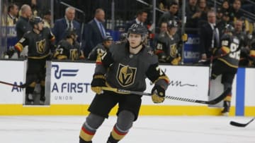 LAS VEGAS, NV - JANUARY 21: Vegas Golden Knights center William Karlsson (71) in action during a regular season game against the Minnesota Wild Monday, Jan. 21, 2019, at T-Mobile Arena in Las Vegas, NV. (Photo by Marc Sanchez/Icon Sportswire via Getty Images)