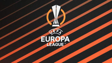 WARSAW, POLAND - 2021/09/29: A view of the logo UEFA Europa League seen during the official press conference one day before the UEFA Europa League Group Stage match between Legia Warszawa and Leicester City FC at Marshal Jozef Pilsudski Legia Warsaw Municipal Stadium. (Photo by Mikolaj Barbanell/SOPA Images/LightRocket via Getty Images)