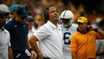 Penn State head football coach James Franklin looks up at the big screen after a play in the third quarter against Iowa.Syndication Hawkcentral
