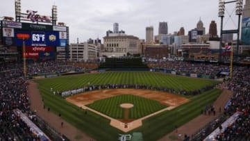 May 27, 2013; Detroit, MI, USA; The Pittsburgh Pirates and the Detroit Tigers honor service members in a Memorial day celebration at Comerica Park. Mandatory Credit: Rick Osentoski-USA TODAY Sports
