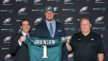 Howie Roseman, Lane Johnson, Chip Kelly, (Photo by Drew Hallowell/Philadelphia Eagles/Getty Images)