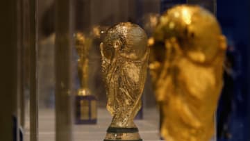 ROME, ITALY - OCTOBER 12: The FIFA World Cup Trophy is displayed during the Italian Football Federation trophies exhibition at the 'Aldo Fabrizi' cultural center on October 12, 2015 in Rome, Italy. (Photo by Paolo Bruno/Getty Images)