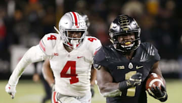 D. J. Knox of Purdue breaks free for a touchdown in the fourth quarter against Ohio State Saturday, October 20, 2018, at Ross-Ade Stadium. Purdue upset the No. 2 ranked Buckeyes 49-20.Laf Osu At Purdue