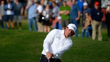 NAPA, CA - OCTOBER 04: Phil Mickelson plays his shot on the 18th hole during round one of the Safeway Open at the North Course of the Silverado Resort and Spa on October 4, 2018 in Napa, California. (Photo by Robert Laberge/Getty Images)