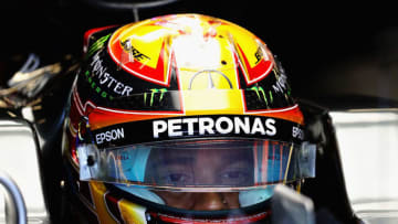 AUSTIN, TX - OCTOBER 20: Lewis Hamilton of Great Britain and Mercedes GP prepares to drive in the garage during practice for the United States Formula One Grand Prix at Circuit of The Americas on October 20, 2017 in Austin, Texas. (Photo by Mark Thompson/Getty Images)