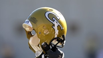 ATLANTA - NOVEMBER 1: A member of the Georgia Tech Yellow Jackets football team holds his helmet up at the beginning of the fourth quarter during the game against the Florida State Seminoles at Bobby Dodd Stadium at Historic Grant Field on November 1, 2008 in Atlanta, Georgia. Georgia Tech beat Florida State 31-28. (Photo by Mike Zarrilli/Getty Images)