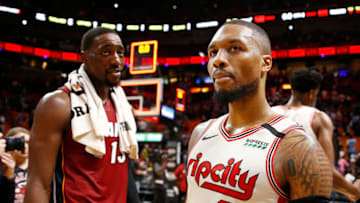 Damian Lillard #0 of the Portland Trail Blazers reacts after losing to the Miami Heat(Photo by Michael Reaves/Getty Images)